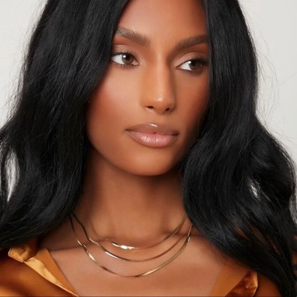 Gold Stainless Steel Fishbone layered Necklace - Picture 4 of 7